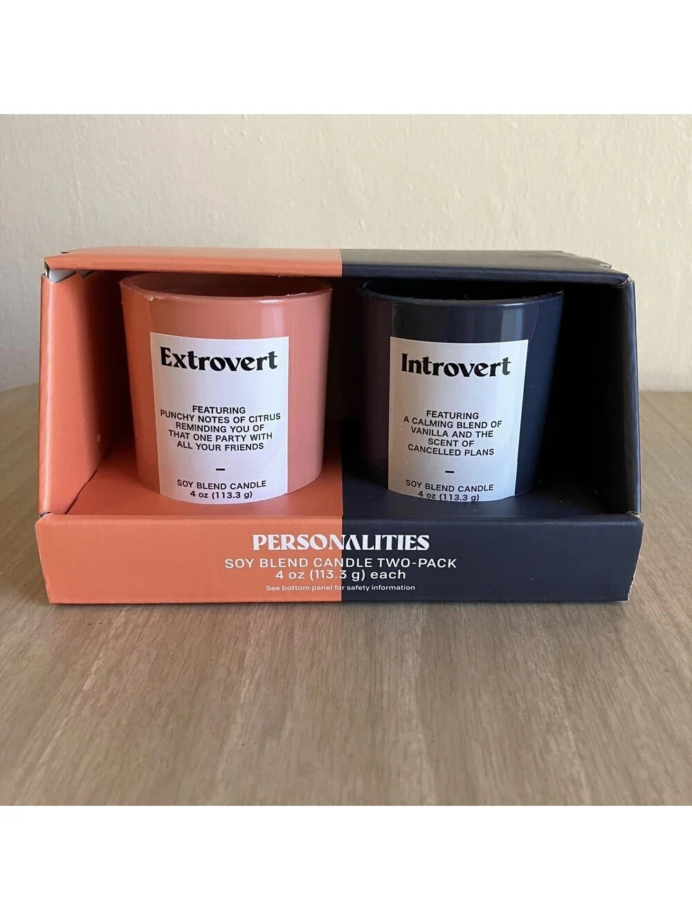 Personality Candles Introvert Extrovert Scent Duo Soy Blend 4oz ea Gift Set New